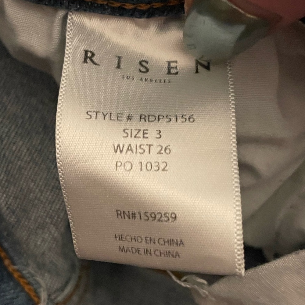 RISEN Jeans Distressed Two Tone Denim Straight Women Size 3 Boho Stretch Edgy - Picture 12 of 12